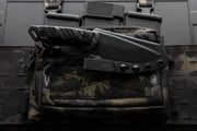 Dagr & Nott Warlord fixed blade in Magnacut, featuring the knife in the sheathe.